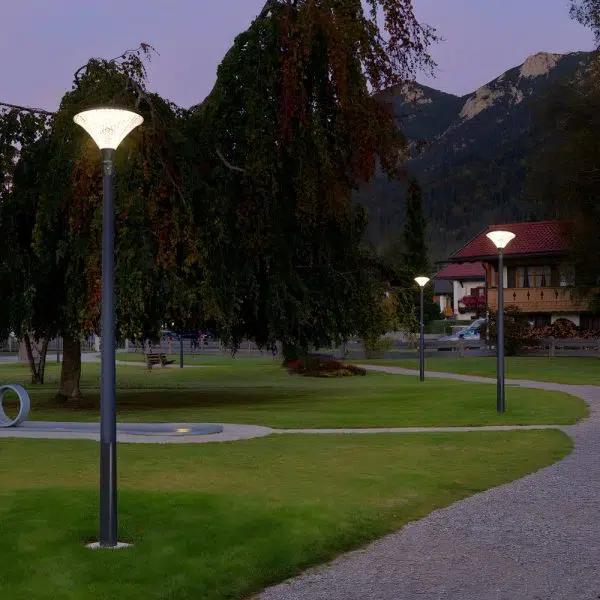1-Light Black Outdoor LED Solar Lamp Post and Pole Street Light - Image 2