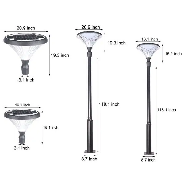 1-Light Black Outdoor LED Solar Lamp Post and Pole Street Light - Image 8