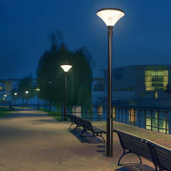 1-Light Black Outdoor LED Solar Lamp Post and Pole Street Light - Image 5