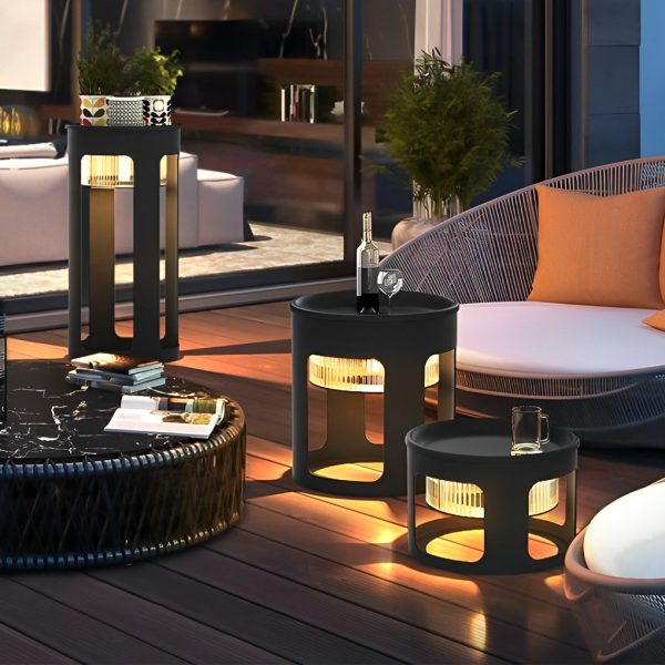 Round Table Lamp with Under-Table Lighting Solar-Powered LED Outdoor Light - Image 6