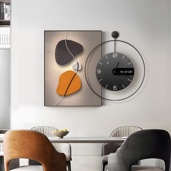 Geometric Silent Wall Clock Canvas Painting Wall Art Decor - Image 3