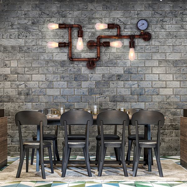 Vintage Iron Water Pipes Retro Creative Industrial Style Wall Light Fixture - Image 5
