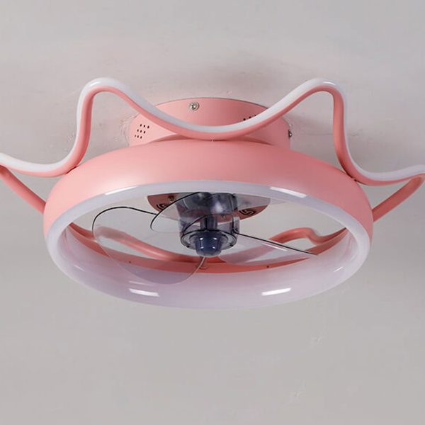 Nordic Light Luxury Round Wrought Iron LED Flush Mount Ceiling Fan Light - Image 6