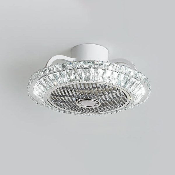 Nordic Simple Crystal Round Frame Design LED Flush Mount Ceiling Fan Light - Image 3
