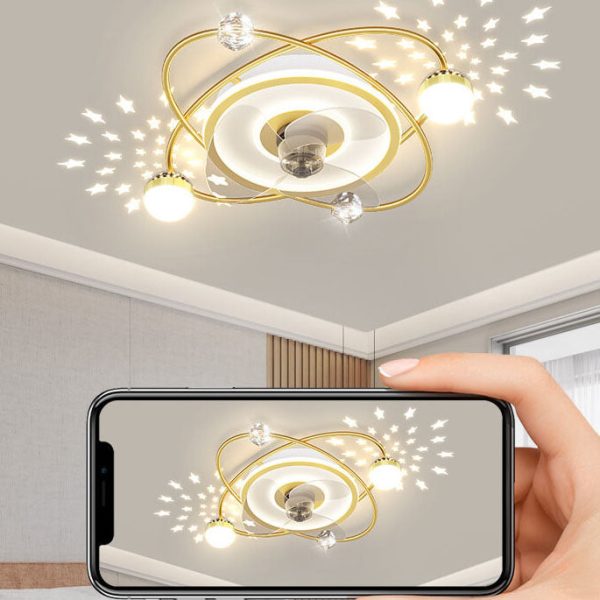 Modern Light Luxury Ring Star Effect LED Invisible Flush Mount Ceiling Fan Light - Image 9