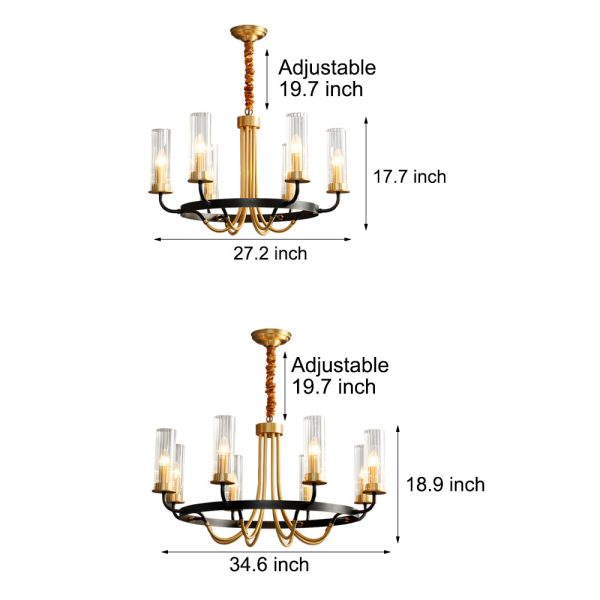6/8-Light Candlelight Wagon Wheel Chandelier with Glass Shades - Image 8