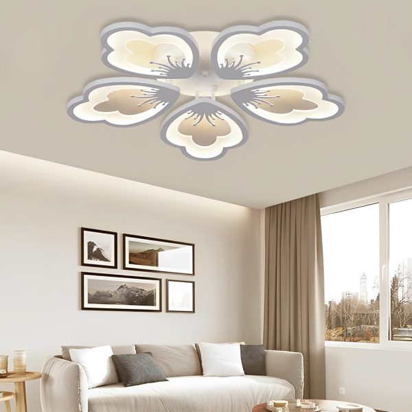 Flower Shaped Dimmable LED White Nordic Chandelier Light Flush Mount Lighting - Image 2