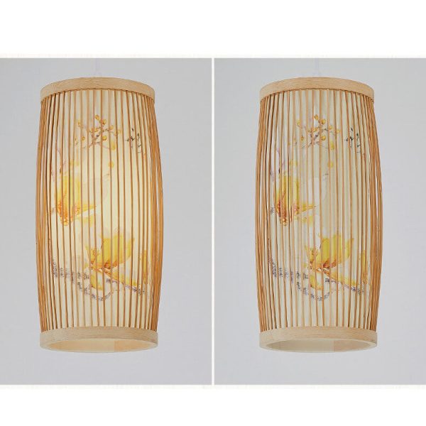 Modern Chinese Cylinder Waist Drum Bamboo Weaving 1-Light Pendant Light - Image 7