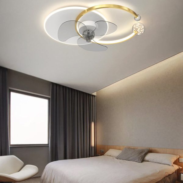 Luxury Double Ring Combination Design LED Flush Mount Fan Light - Image 14