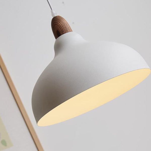 Japanese Simple Solid Wood Dome Round Hardware 1-Light Pendant Light - Image 7