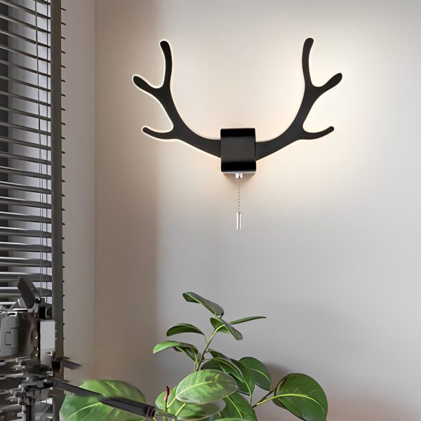Creative Antlers Iron LED Nordic Wall Lamp Wall Light with Pull Switch - Image 3