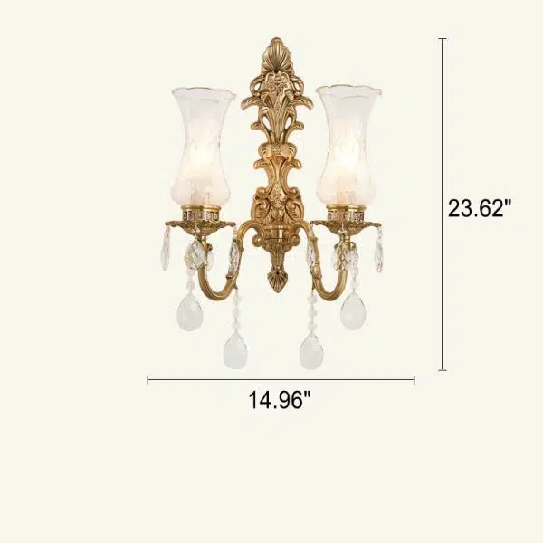 Vintage French Crystal Candelabra Brass 1/2 Light Wall Sconce Lamp - Image 10