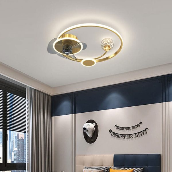 Modern Creative Circle Ball Design LED Flush Mount Ceiling Fan Light - Image 9