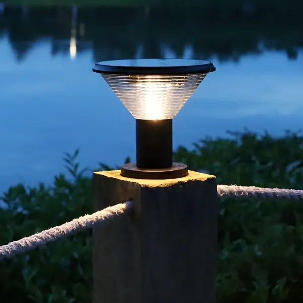 Circular Waterproof Intelligent Light Control Solar Fence Post Lights - Image 3
