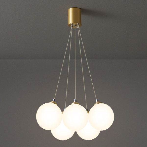 Nordic Light Luxury Glass Balloon Brass 4/5/7 Light Chandelier - Image 5