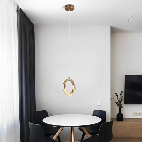 Ring Shaped LED Electroplated Metal Modern Pendant Light Hanging Lamp Chandeliers - Image 6