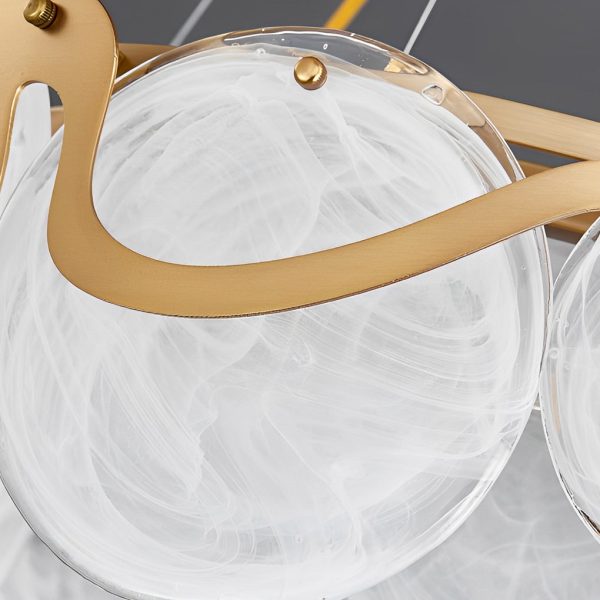 Round Glass Creative Art Iron LED Nordic Chandelier Pendant Lights - Image 5