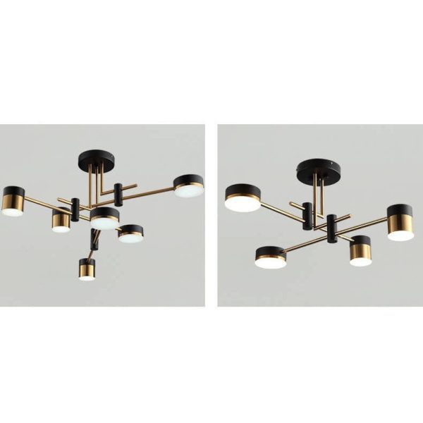 Modern Minimalist Black Gold Balanced 4-8 Light Semi-Flush Mount Light - Image 18