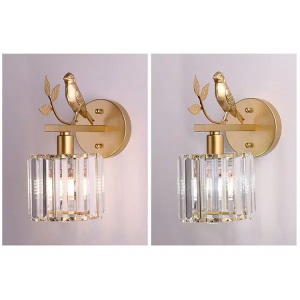 Vintage Light Luxury Crystal Bird 1-Light Wall Sconce Lamp - Image 24