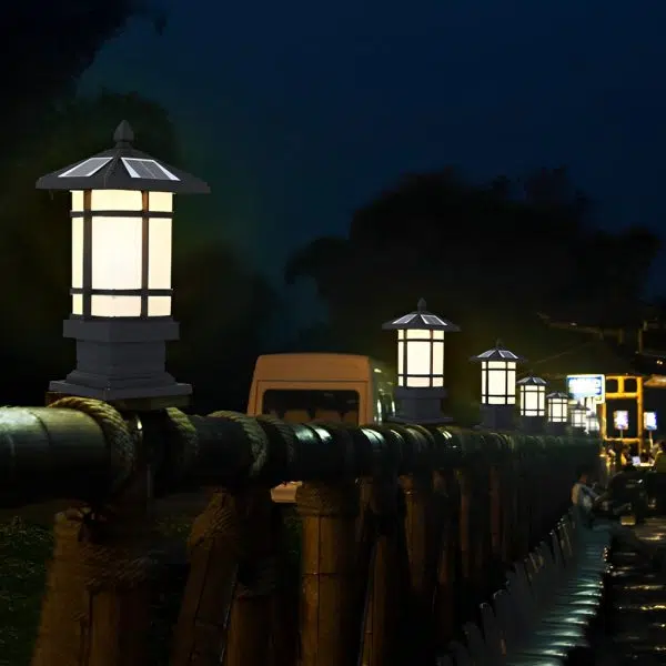 Waterproof Dimming with Remote Black Vintage Solar Fence Post Lights - Image 7