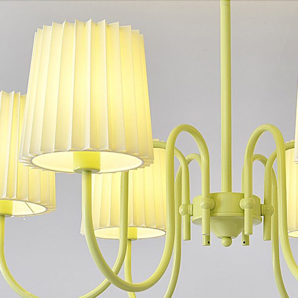 Pleated Fabric Retro Pastoral Green French Style Chandelier Hanging Lights - Image 6
