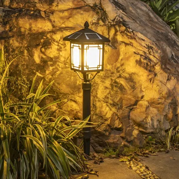 Ancient House Style Solar LED Post Light with 3-Step Dimming Durable Outdoor Lamp - Image 8
