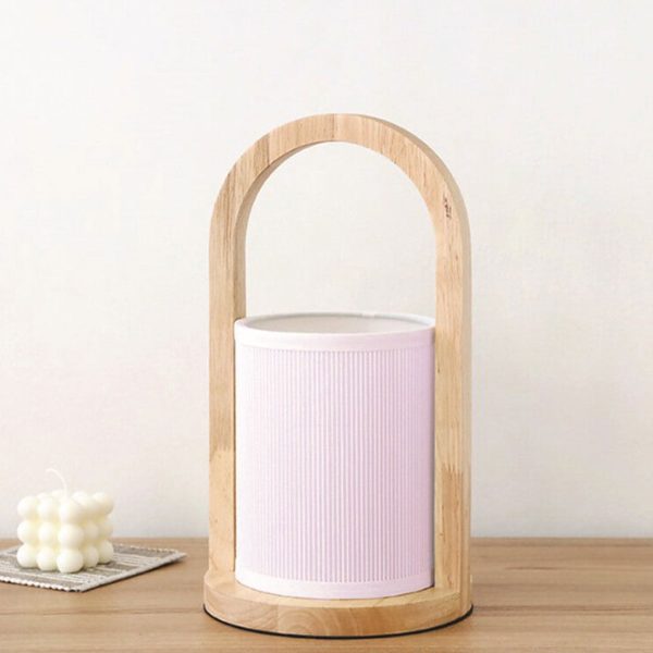 Nordic Fabric Column Solid Wood Portable Design 1-Light Table Lamp - Image 3