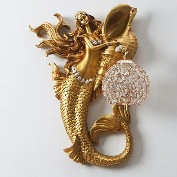 Modern Creative Resin Mermaid Shape Crystal Lampshade 1-Light Wall Sconce Lamp - Image 11