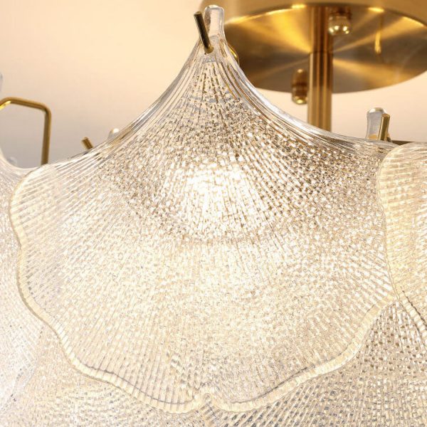 Traditional French Ginkgo Leaf Hardware Glass 5/8 Light Semi-Flush Mount Ceiling Light For Living Room - Image 6