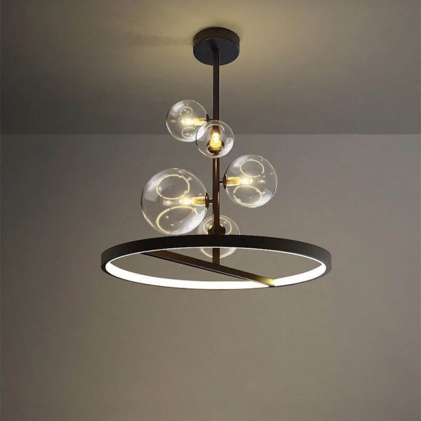 Nordic Modern Creative Round Bubble Ball Hardware Glass 5-Light Chandelier - Image 13
