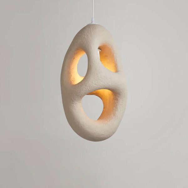 Japanese Wabi-sabi Resin Geometric Circle 1-Light Pendant Light - Image 19