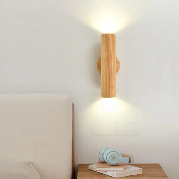 Modern Simple Warm Solid Wood Strip Double Head LED Wall Sconce Lamp - Image 21