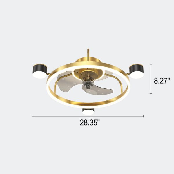 Modern Luxury Round Starry Sky Projection LED Flush Mount Ceiling Fan Light - Image 4