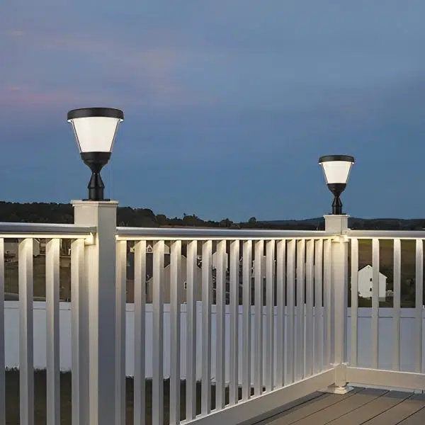 Waterproof LED Black Modern Solar Fence Post Cap Light Pillar Lights - Image 7