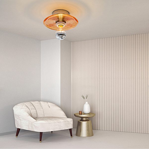 Round Stripes Glass Electroplated Iron Nordic Wall Lamp Ceiling Lights - Image 5