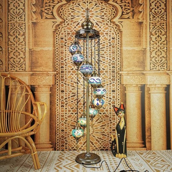 Retro Turkish Moroccan Globe 9-Light Standing Floor Lamp - Image 17