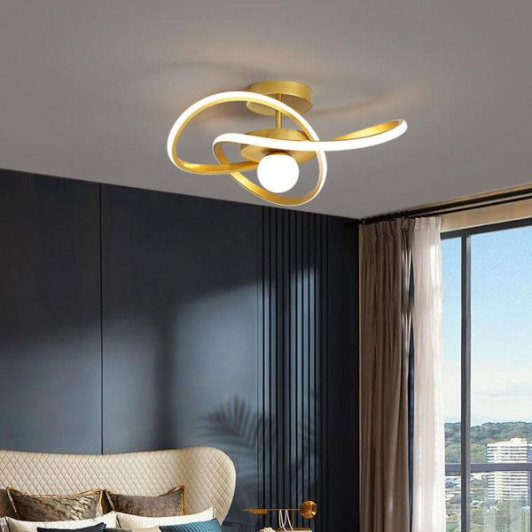 Nordic Modern Simple Streamer Surround Design LED Semi-Flush Mount Light - Image 15