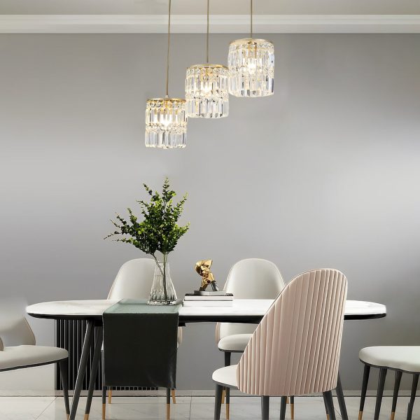 Cylindrical Crystal Shade Three Step Dimming Nordic Hanging Lights Fixture - Image 5