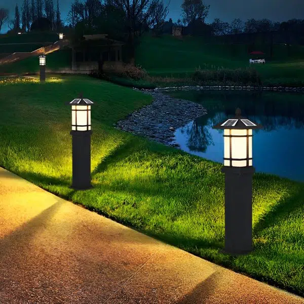 Modern Solar LED Lawn Lamp with Ancient Asian Style Top Waterproof Outdoor Light - Image 9