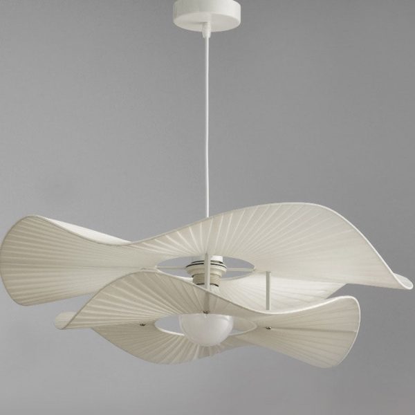 Modern Minimalist Irregular Wave Round Iron Fabric 1-Light Pendant Light For Living Room - Image 10