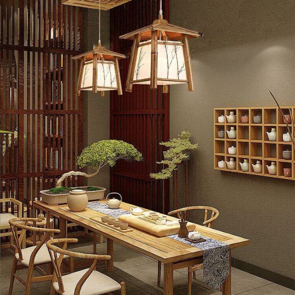 Japanese Rustic Vintage Bamboo Weaving 1-Light Pendant Light - Image 14