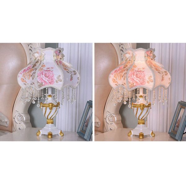 European Luxury  Fabric Lace Resin 1-Light Table Lamp - Image 21