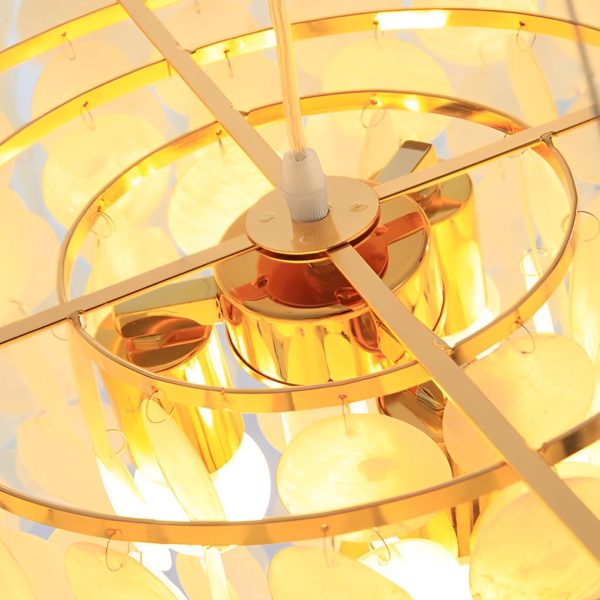 Round Shells Pieces Electroplated Iron LED Nordic Chandelier Pendant Lights - Image 9