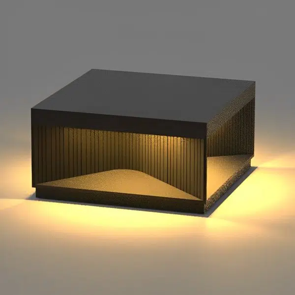 Square Metal Striped Decor LED Waterproof Black Solar Fence Post Light - Image 7