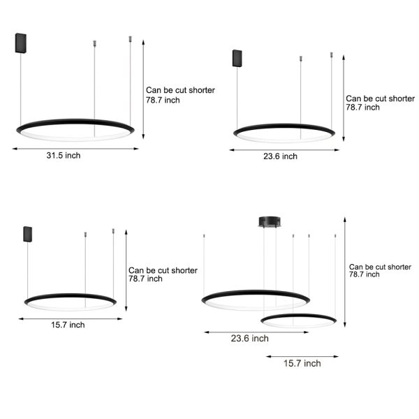 Black Ring Chandelier LED Pendant - Image 8