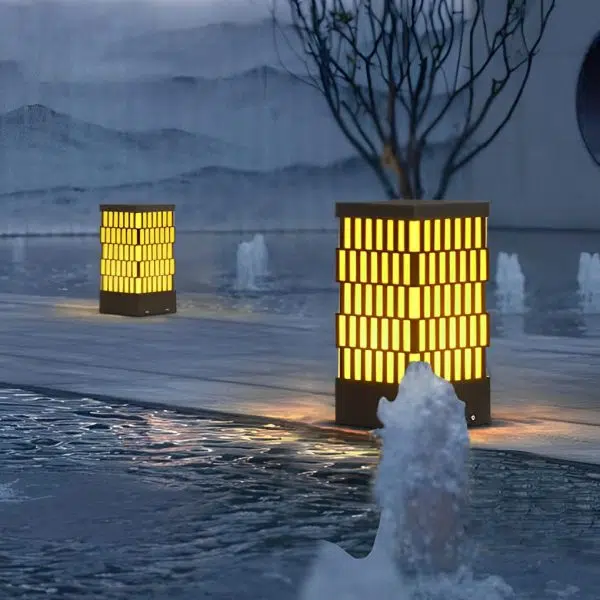 Retro Grid Designed Waterproof LED Black Modern Lawn Lamp Outdoor Lighting - Image 6