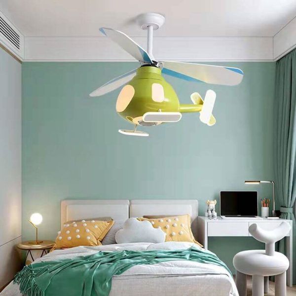 Cartoon Creative Aircraft Design LED Downrods Ceiling Fan Light - Image 17
