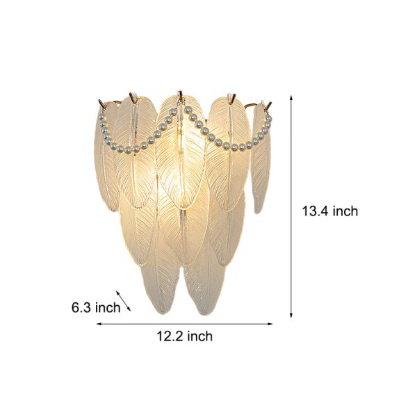 Glass Leaves Feathers Luxury Three Step Dimming French Style Wall Lamp - Image 6