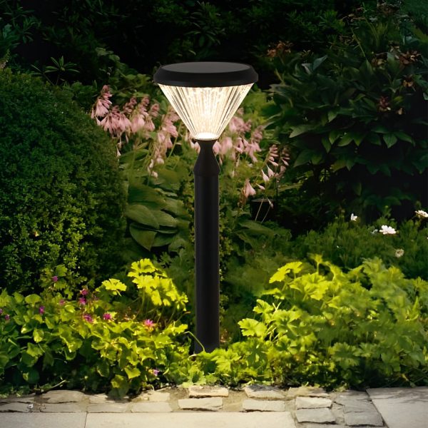 Round Waterproof Light Control LED Black Modern Solar Outdoor Lights - Image 8