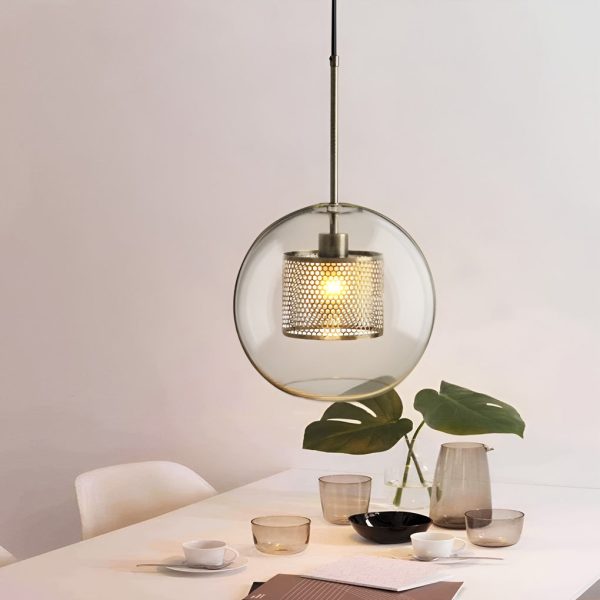 Minimalist Round Glass LED Industrial Pendant Light Kitchen Island Lighting - Image 5